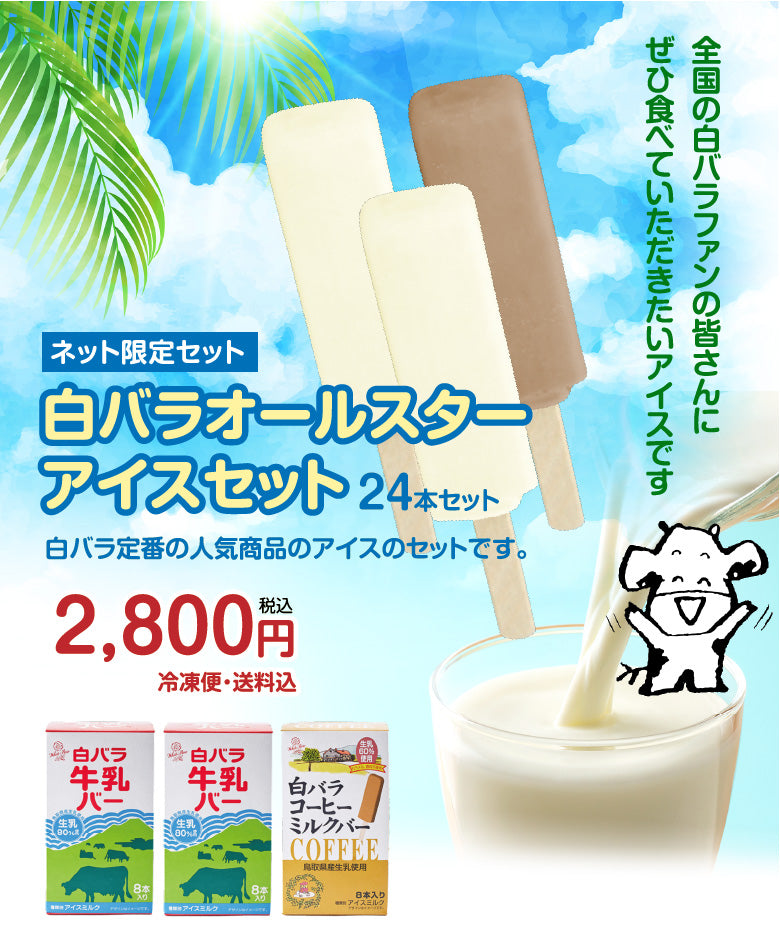 🍧送料無料🍧白バラオールスターアイスセット 白バラ定番アイス 2種詰合せ 24本入り｜牛乳・コーヒーミルク