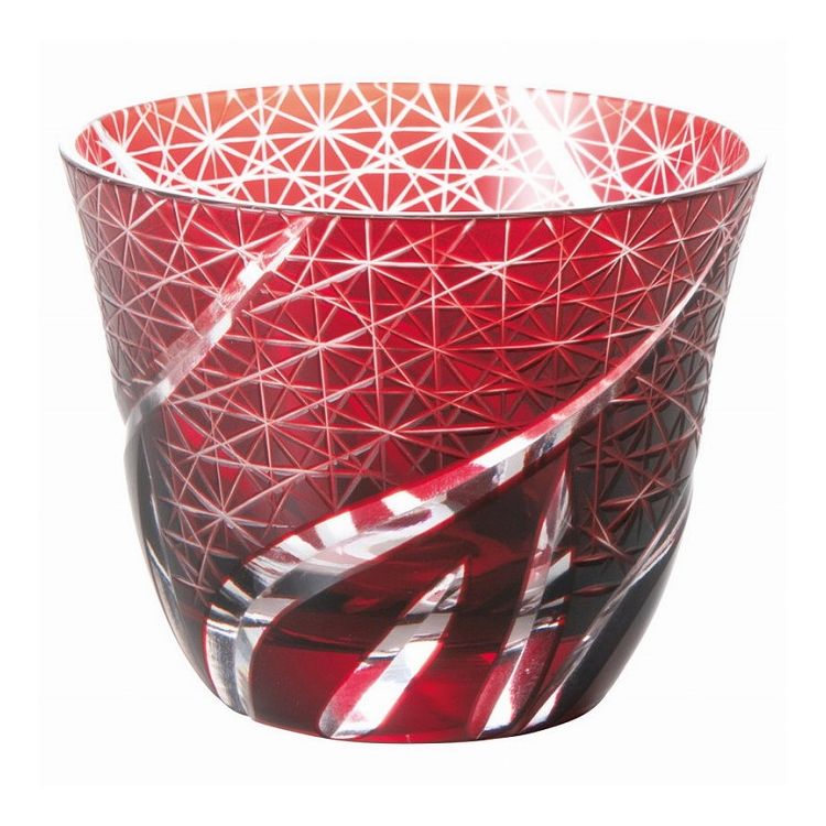 送料無料🥃吉兆切子🥃グラスペアセット｜インクブルー×銅赤の美しき光と影のきらめき（各約100ml・化粧箱入り）